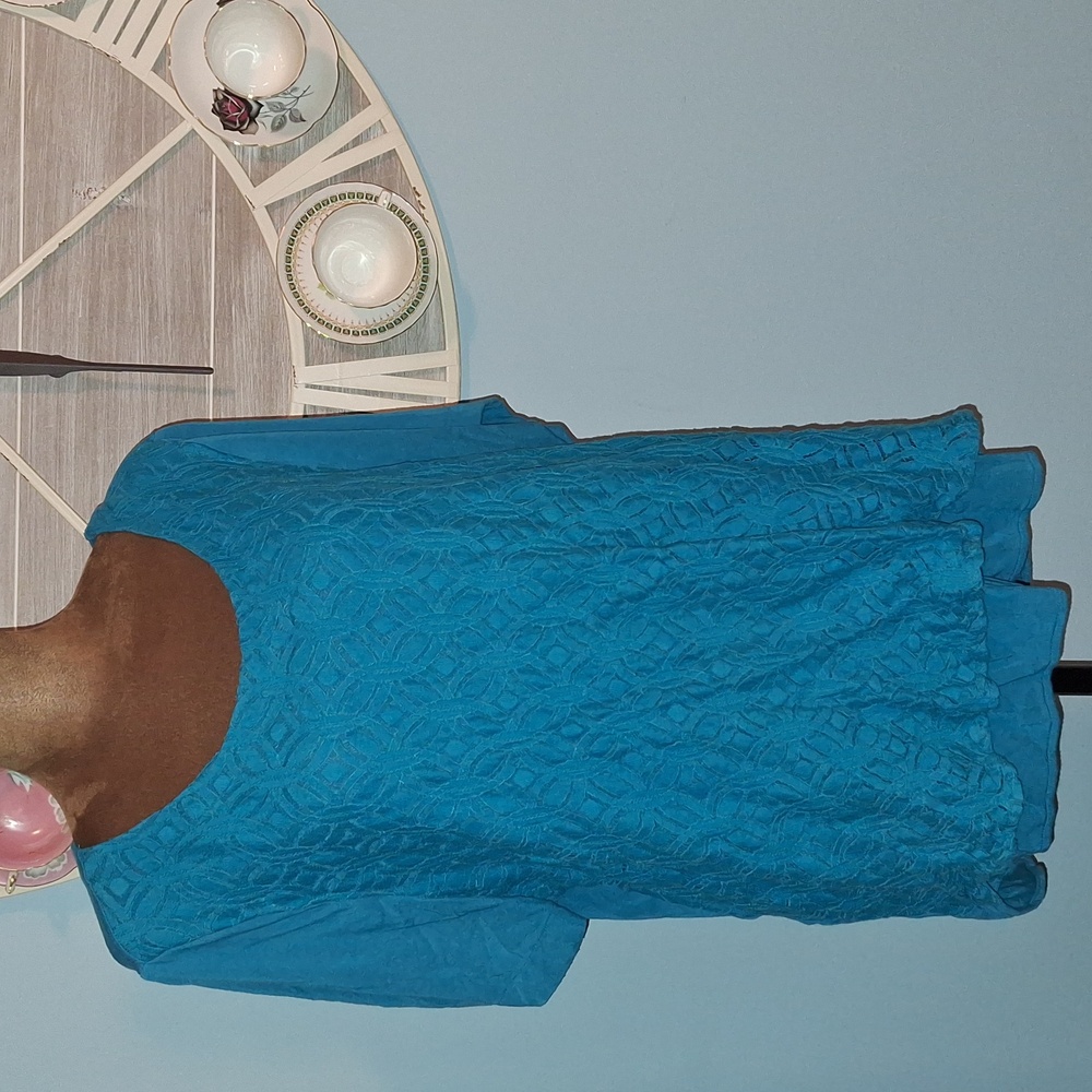 Croft & Barrow Turquoise Lace Blouse